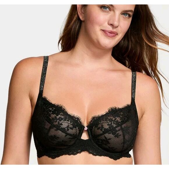 Victoria's Secret 40DDD black lace Dream Angels Twinkle Strap bra - Picture 1 of 8